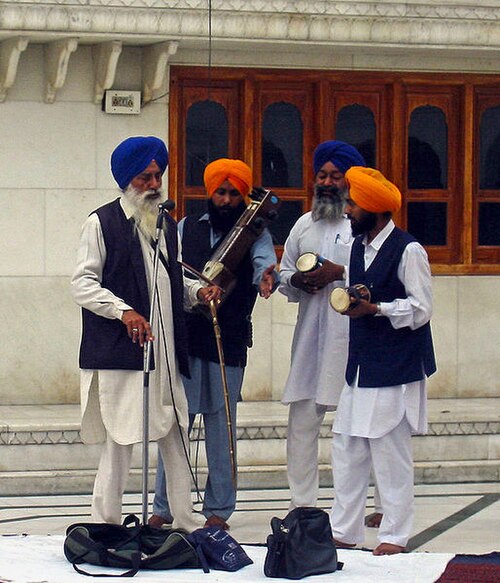 A group of Sikh musicians called Dhadi at the Golden Temple complex