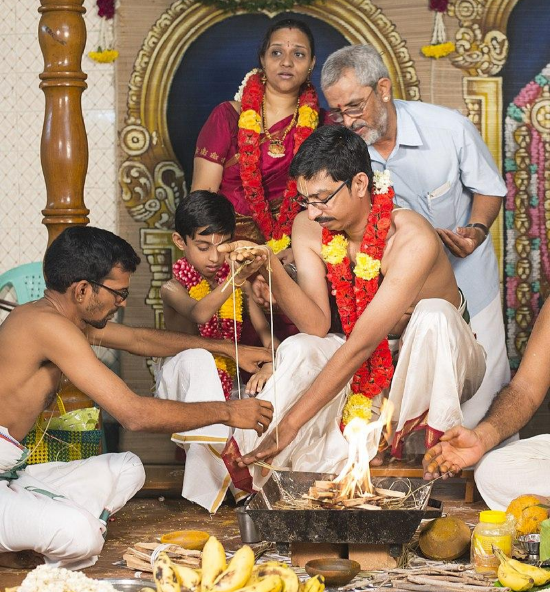 Upanayana — the ceremony through which the sacred thread is traditionally conferred.