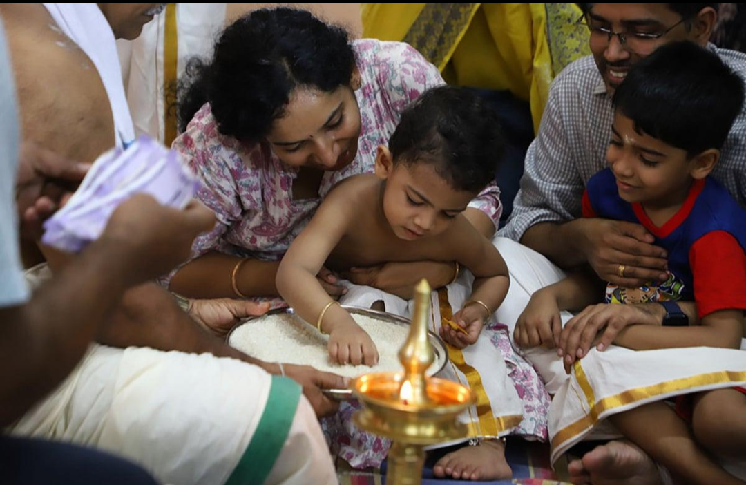 Vidyarambham — a child’s first initiation into letters and learning.