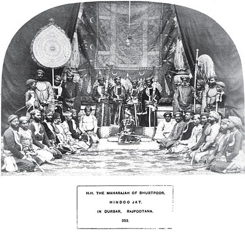 The durbar of the teenage Hindu Jat ruler of Bharatpur, a princely state in Rajasthan, early 1860s
