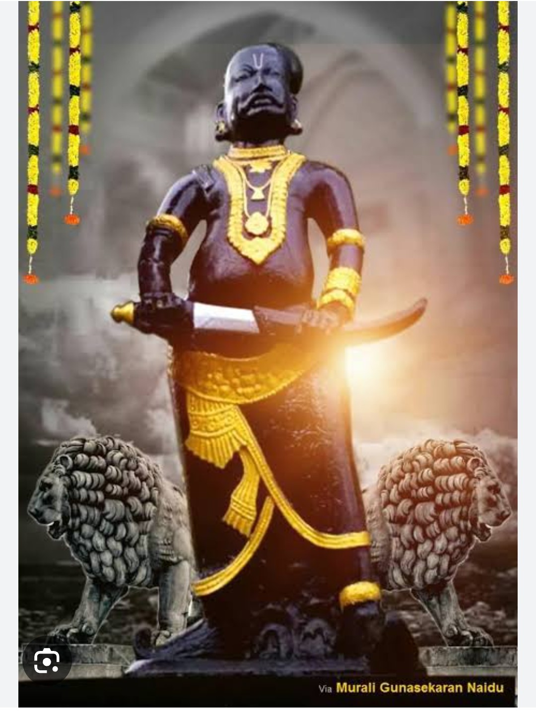 "Standing tall with sword in hand, this image embodies the valor, honor, and proud heritage celebrated within the Naidu community."