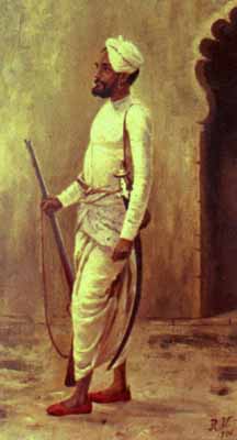 Painting of a Rajput soldier by Raja Ravi Varma
