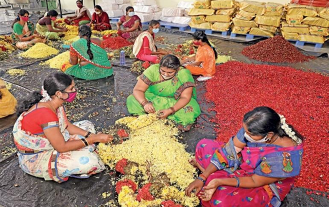 Traditional flower-garland making, one of the hereditary temple-service skills associated with Varier families.