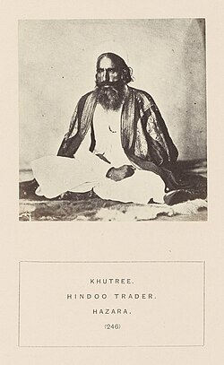 Photograph of a Hindu Khatri man of Hazara c. 1868-1872