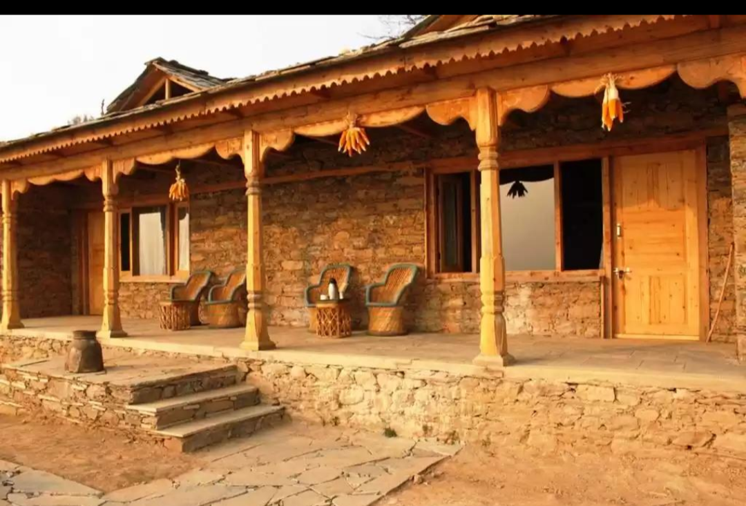 Traditional Himalayan Houses — Stone, Slate and Carved Wood.