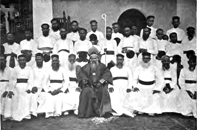 Palakkunnathu Thomas Athanasious (Marthoma XIV) with Kathanars and Deacons of Marthoma Faction, 16 October 1879