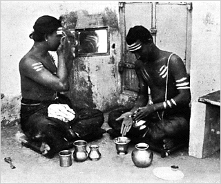 Iyers from South India performing the Sandhya Vandhanam, 1913