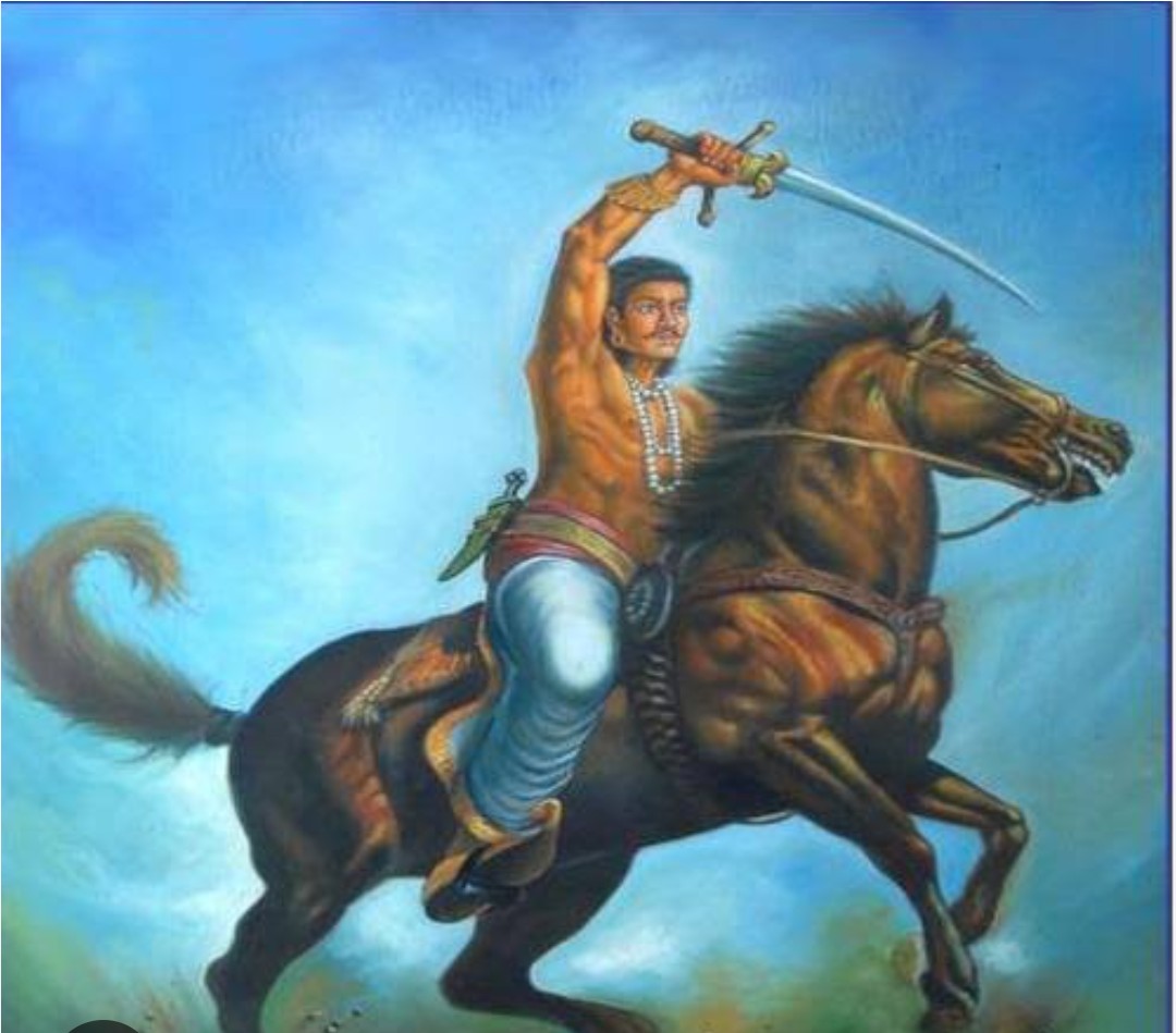Raja Ror, a traditional historical depiction associated with the Ror community, shown as a warrior riding a horse.