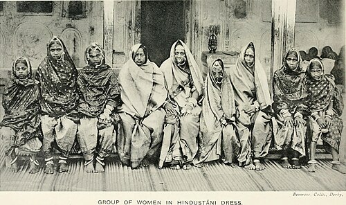 A group of Kurmi women in traditional "Hindustani dress"